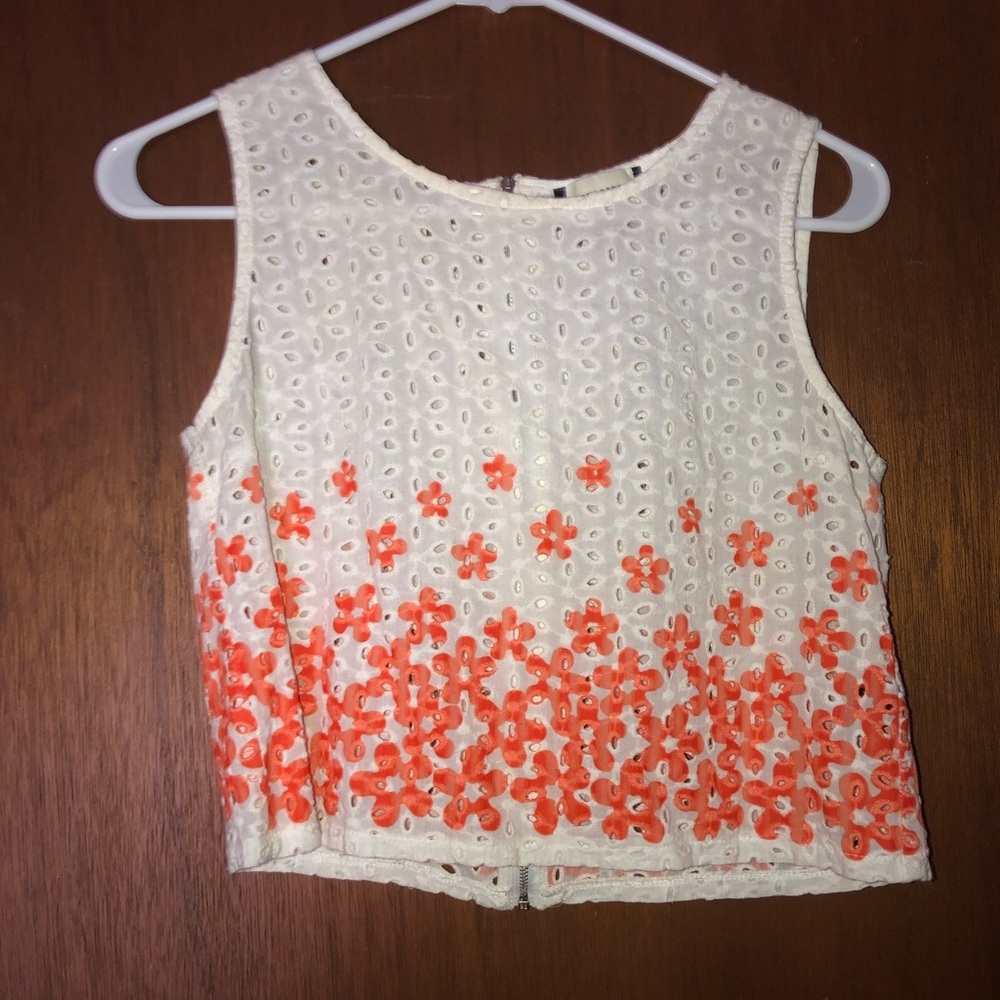 Floral crop top, zippered back